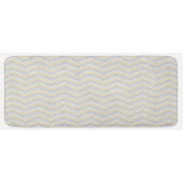 Best Floor mats，Grey Decor,Vintage Chevron Pattern with Soft Pale Pastel Colors Zig zag Inverted V Shaped Artsy Image,Yellow Grey 59x 71 Anti Slip House Kitchen Door Area Rug 